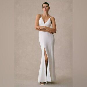 Dress The Population Iris Front-Slit Gown White NWT Large